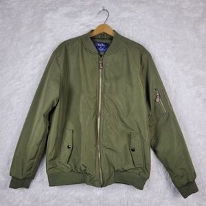 HanTon Bomber Jacket Mens Large Olive Military Green